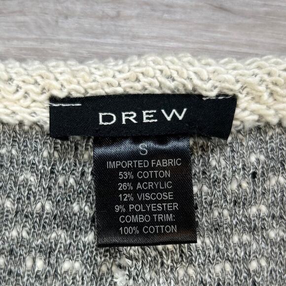 Drew Bouclé Knit Moto Cardigan Cream Gray Textured Zipper Jacket Small - Picture 5 of 5